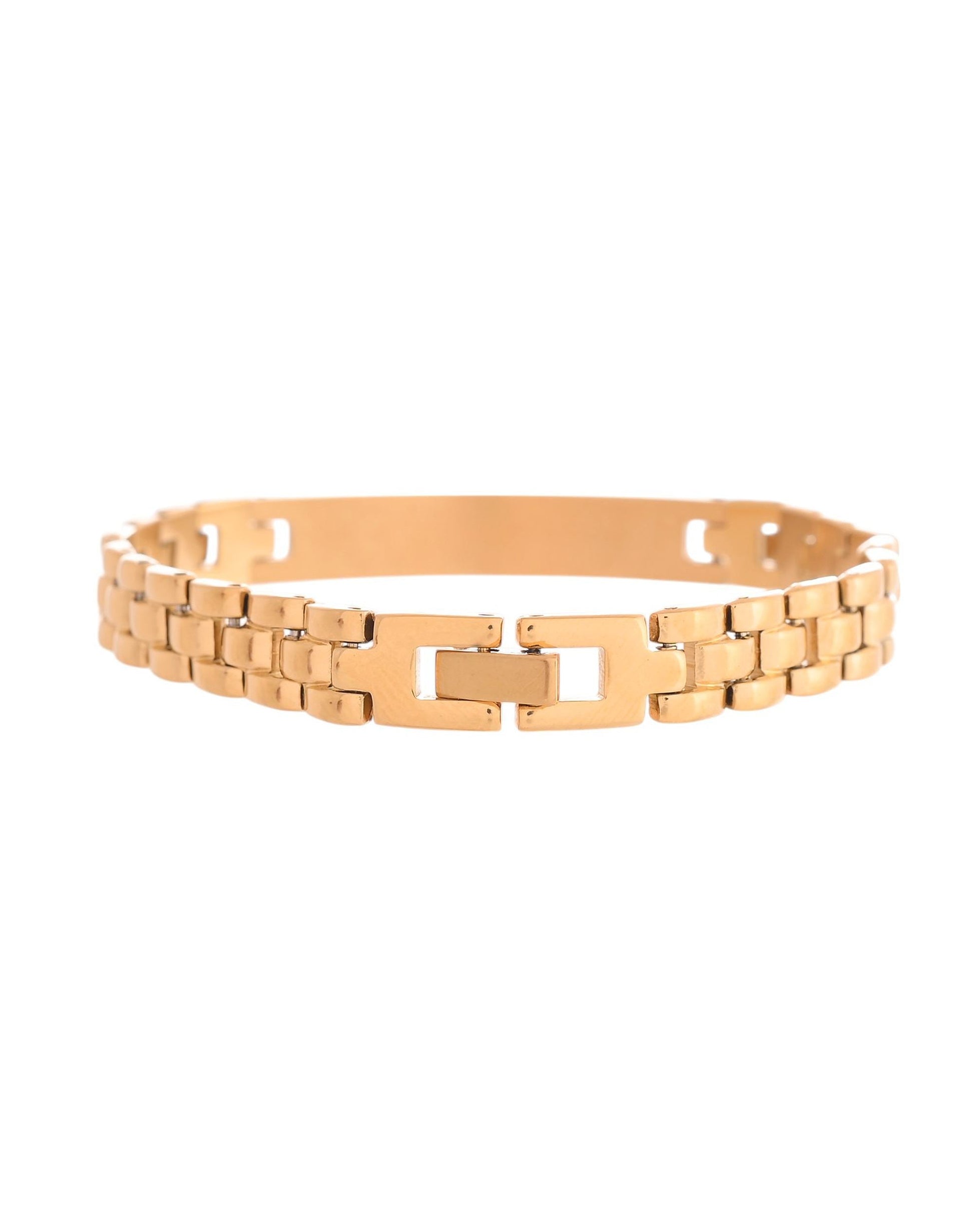 VOJ Men Gold Polished Link Bracelet - Swadesiicart