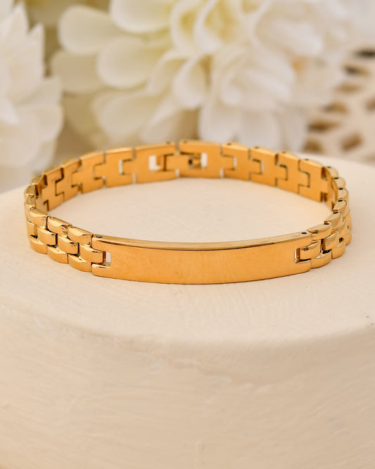 VOJ Men Gold Polished Link Bracelet - Swadesiicart