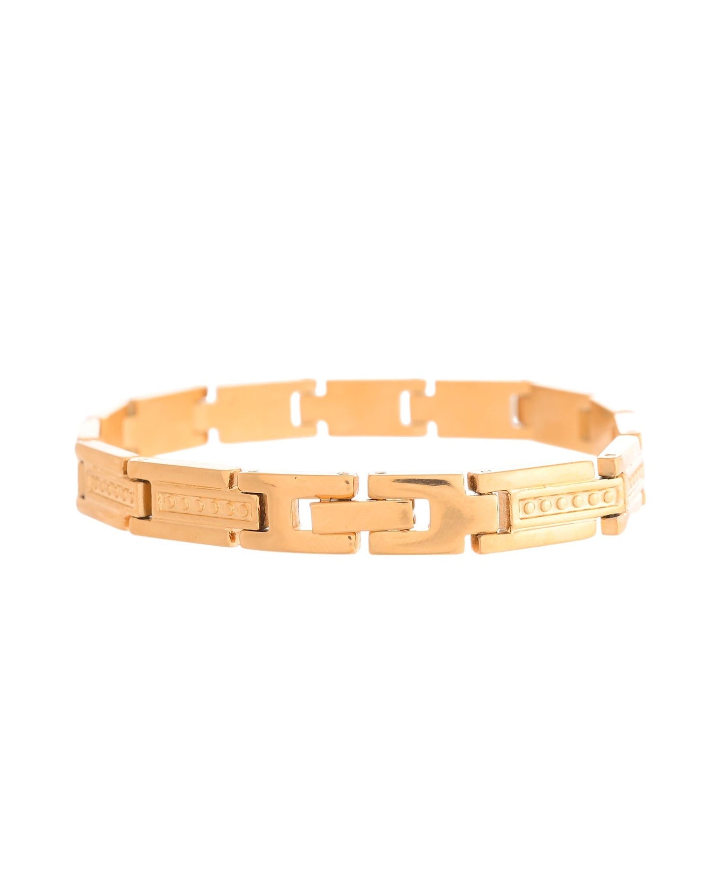 VOJ Men Gold Polished Textural Link Bracelet - Swadesiicart