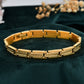 VOJ Men Gold Polished Textural Link Bracelet - Swadesiicart