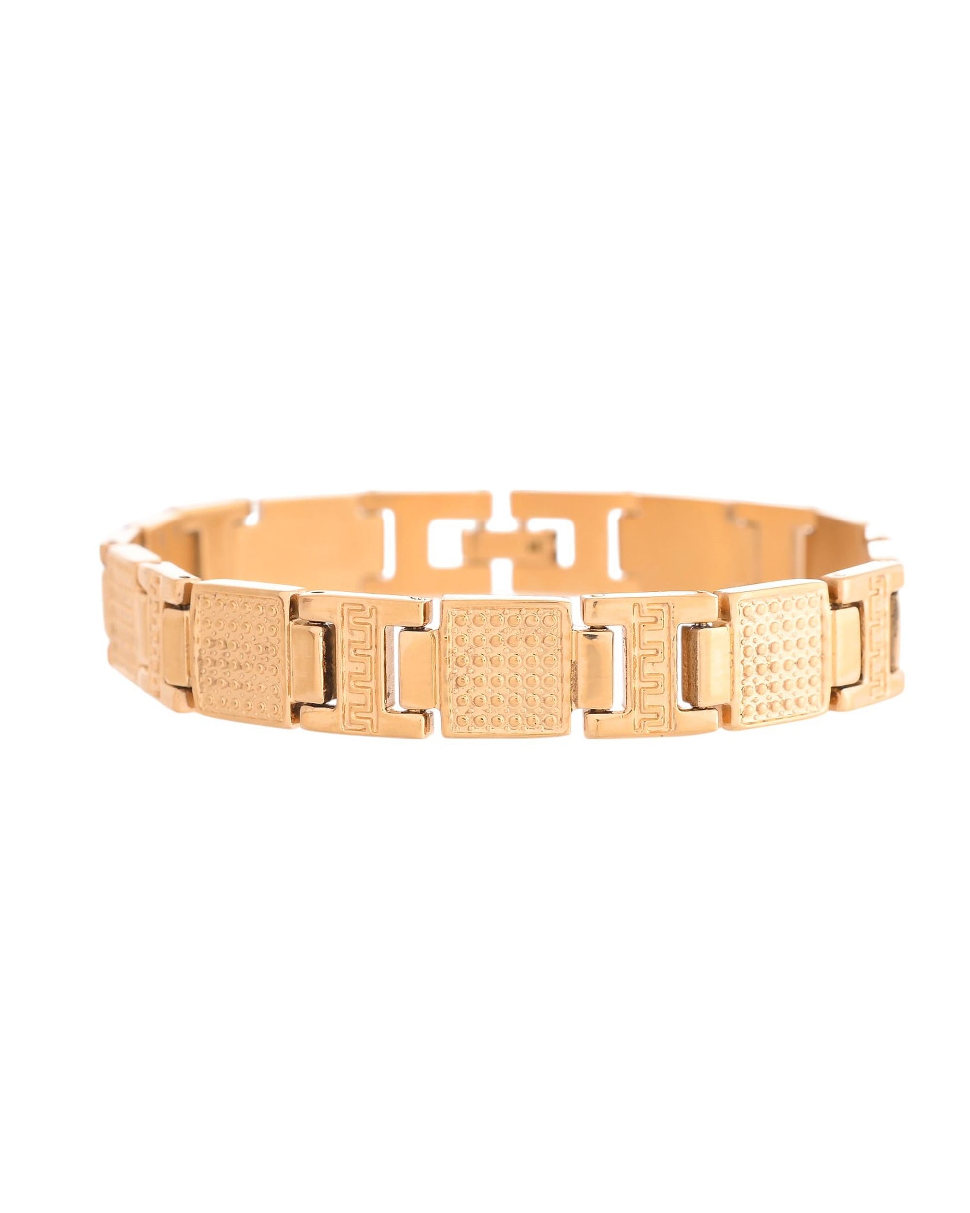 VOJ Men Gold-Toned Stainless Steel Textured Chain Bracelet - Swadesiicart