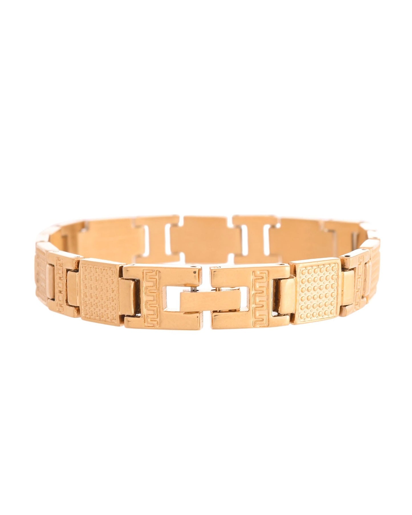 VOJ Men Gold-Toned Stainless Steel Textured Chain Bracelet - Swadesiicart