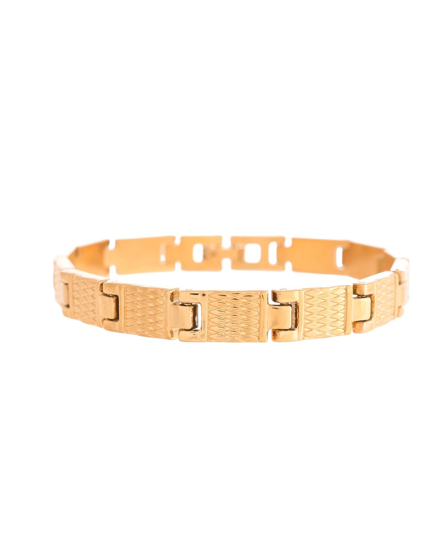 VOJ Men Gold-Toned Stainless Steel Linked Designer Chain Bracelet - Swadesiicart