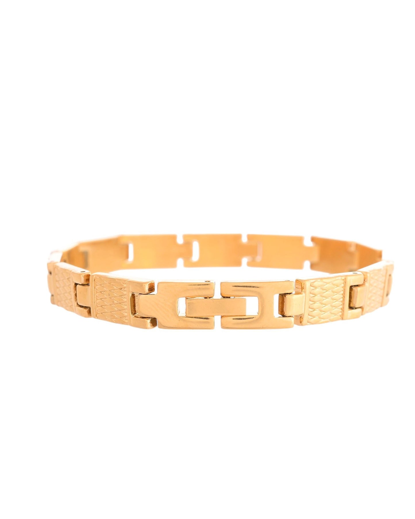 VOJ Men Gold-Toned Stainless Steel Linked Designer Chain Bracelet - Swadesiicart