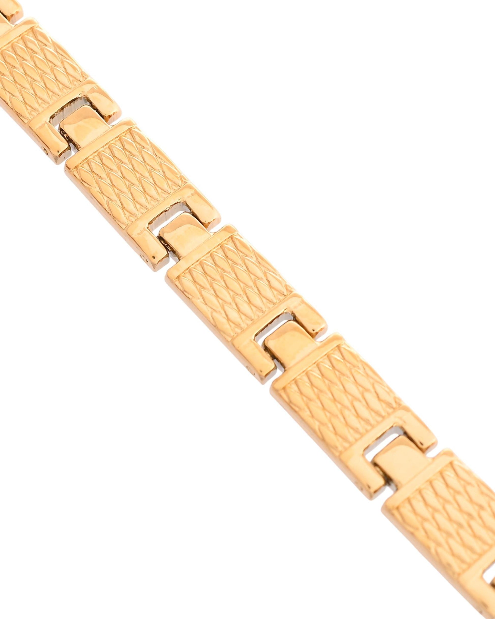 VOJ Men Gold-Toned Stainless Steel Linked Designer Chain Bracelet - Swadesiicart