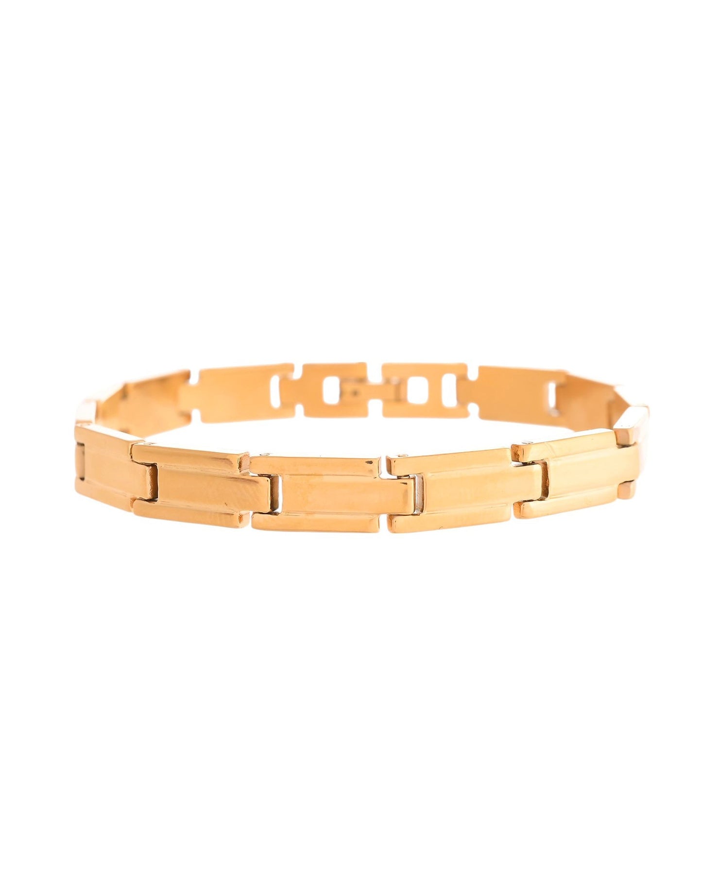 VOJ Gold Toned Linked Minimal Bracelet For Men's - Swadesiicart