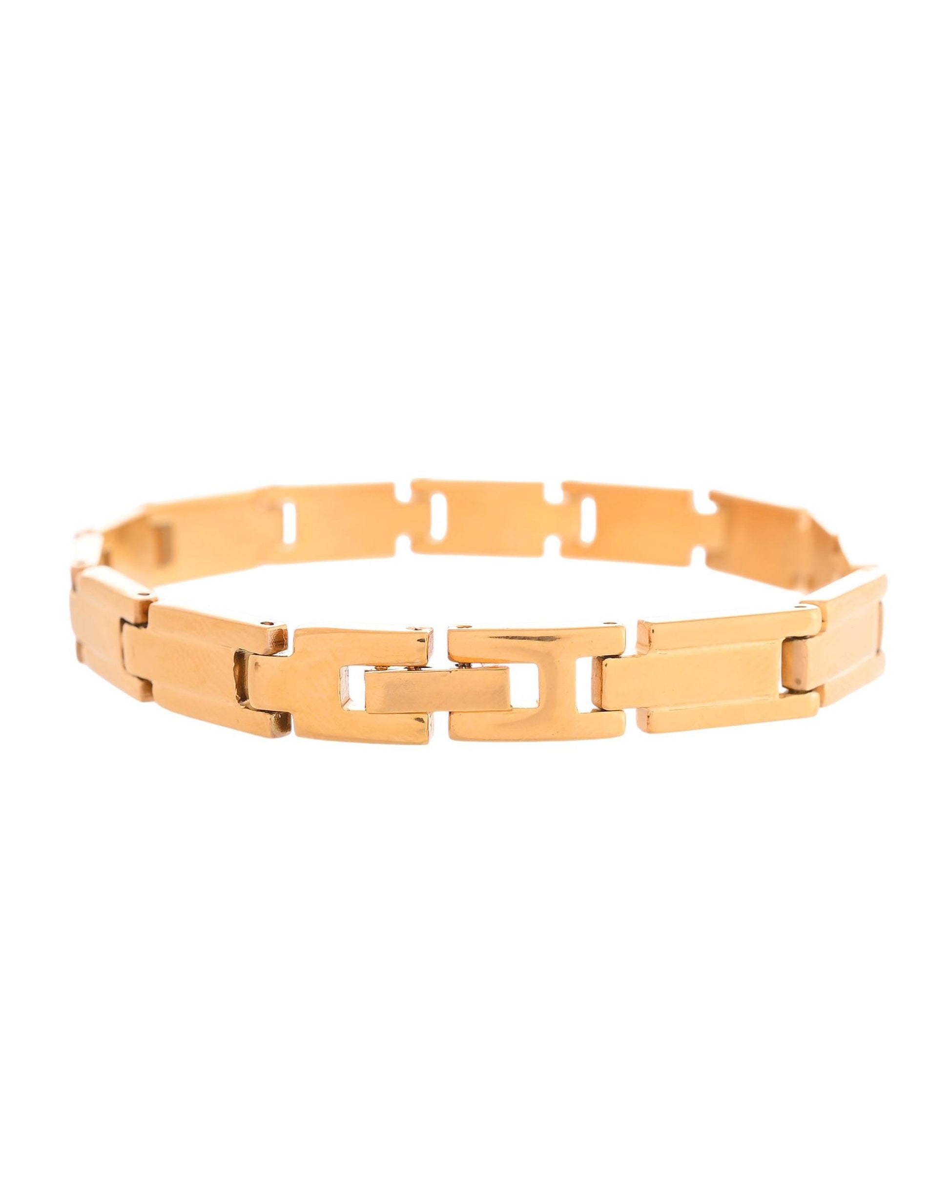 VOJ Gold Toned Linked Minimal Bracelet For Men's - Swadesiicart