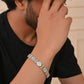 VOJ Men Dual-Toned Stainless Steel Textured Chain Bracelet - Swadesiicart