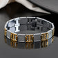 VOJ Men Dual-Toned Stainless Steel Textured Chain Bracelet - Swadesiicart