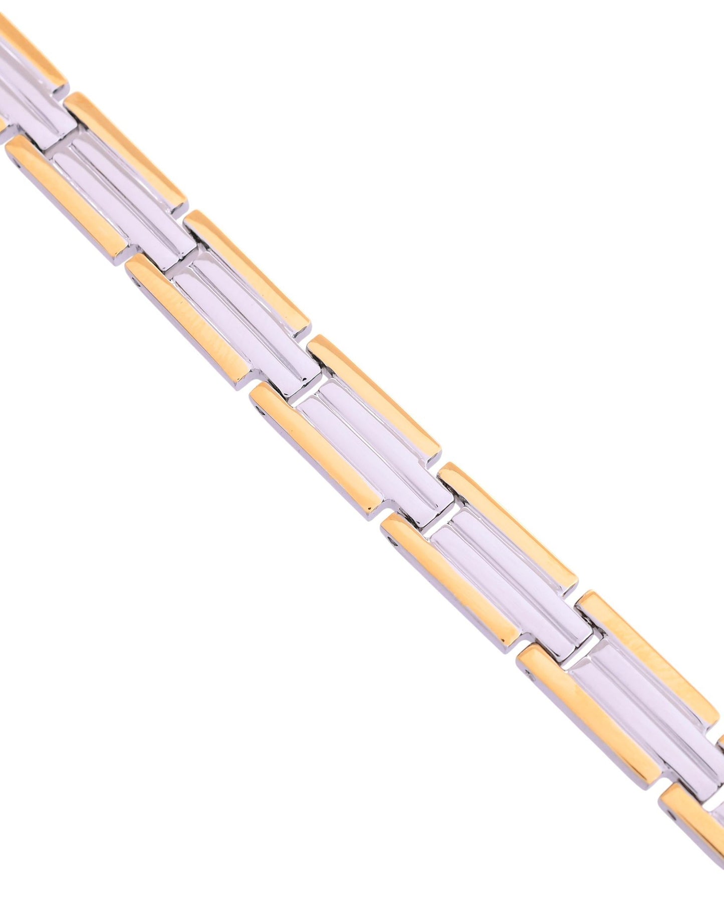 VOJ Men Double-Toned Stainless Steel Linked Chain Bracelet - Swadesiicart