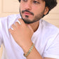 VOJ Silver And Gold Polished Stylish Geometrical Shaped Men's Bracelet - Swadesiicart