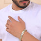 VOJ Silver And Gold Polished Stylish Geometrical Shaped Men's Bracelet - Swadesiicart