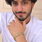VOJ Silver And Gold Polished Textural Designed Linked Shaped Men's Bracelet - Swadesiicart