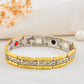 VOJ Silver And Gold Polished Textural Designed Linked Shaped Men's Bracelet - Swadesiicart