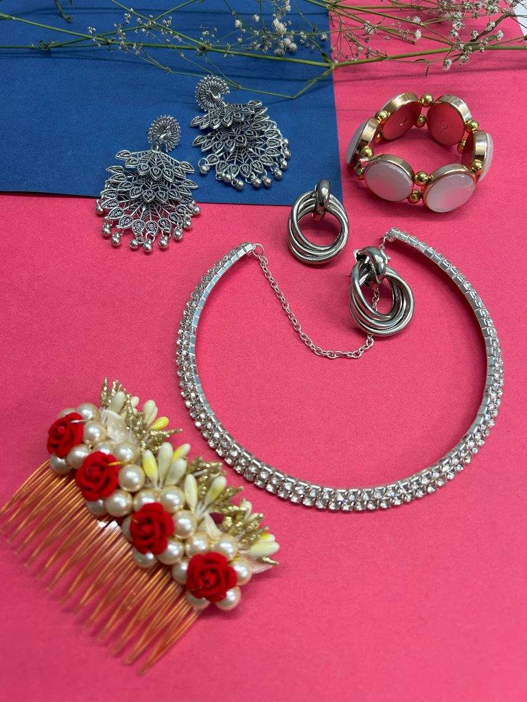 VOJ Valantine Gift Set of Silver Plated Jewellery | Swadesiicart