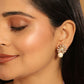 Nuyug 22K Gold-Plated Pearl Drop Zircon Floral Shaped Mini Stud Earrings | Swadesiicart