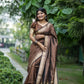 Vishnu Weaves Women's Coffee Raw Silk Saree with Blouse - Swadesiicart