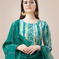 Jyoti Fashion Women's Teal Rayon Print with Embroidery & Fancy Lace Work Kurta with Trouser & Dupatta | Swadesiicart