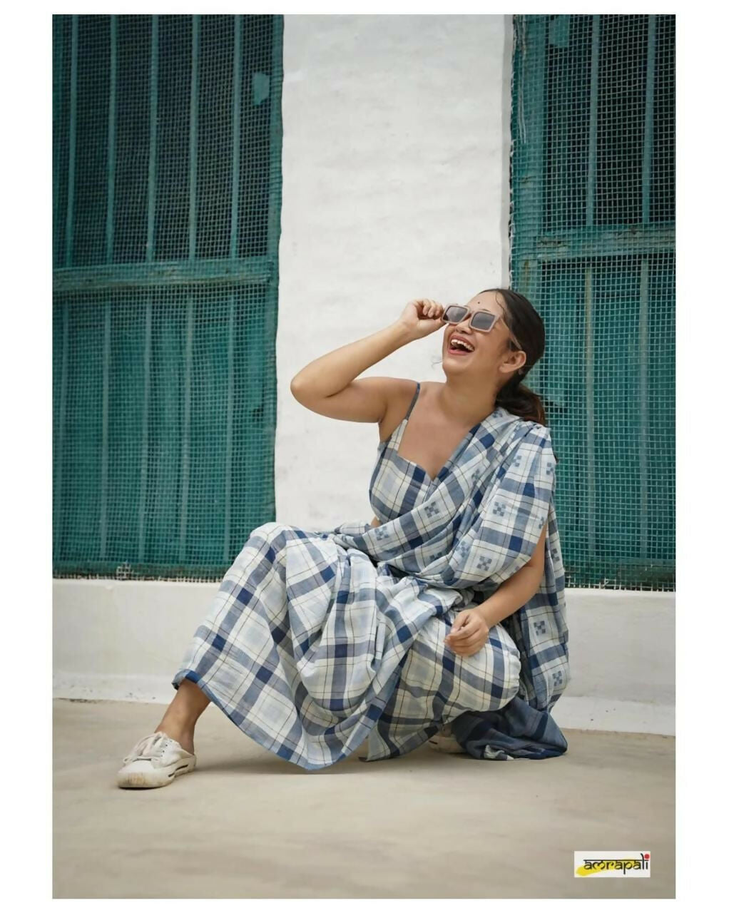 Exclusive Collection Beautiful Check Blue Pure Cotton Woven Handloom Saree With Running Blouse Piece - Swadesiicart