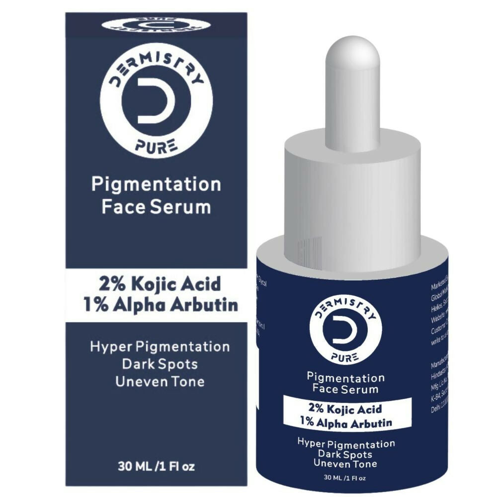 Dermistry Pure 2% Kojic Acid 1% Alpha Arbutin Instant Glowing Bright Light Pigmentation Spots Serum - Swadesiicart