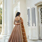 Aastha Fashion Brown Butterfly Net White Cotton Thread Work And Sequence Work Embroidery Wedding Wear Lehenga Choli