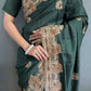 Vastranavya Green Vichitra Silk Zari with Swarovski Work Ready to Wear Saree | Swadesiicart