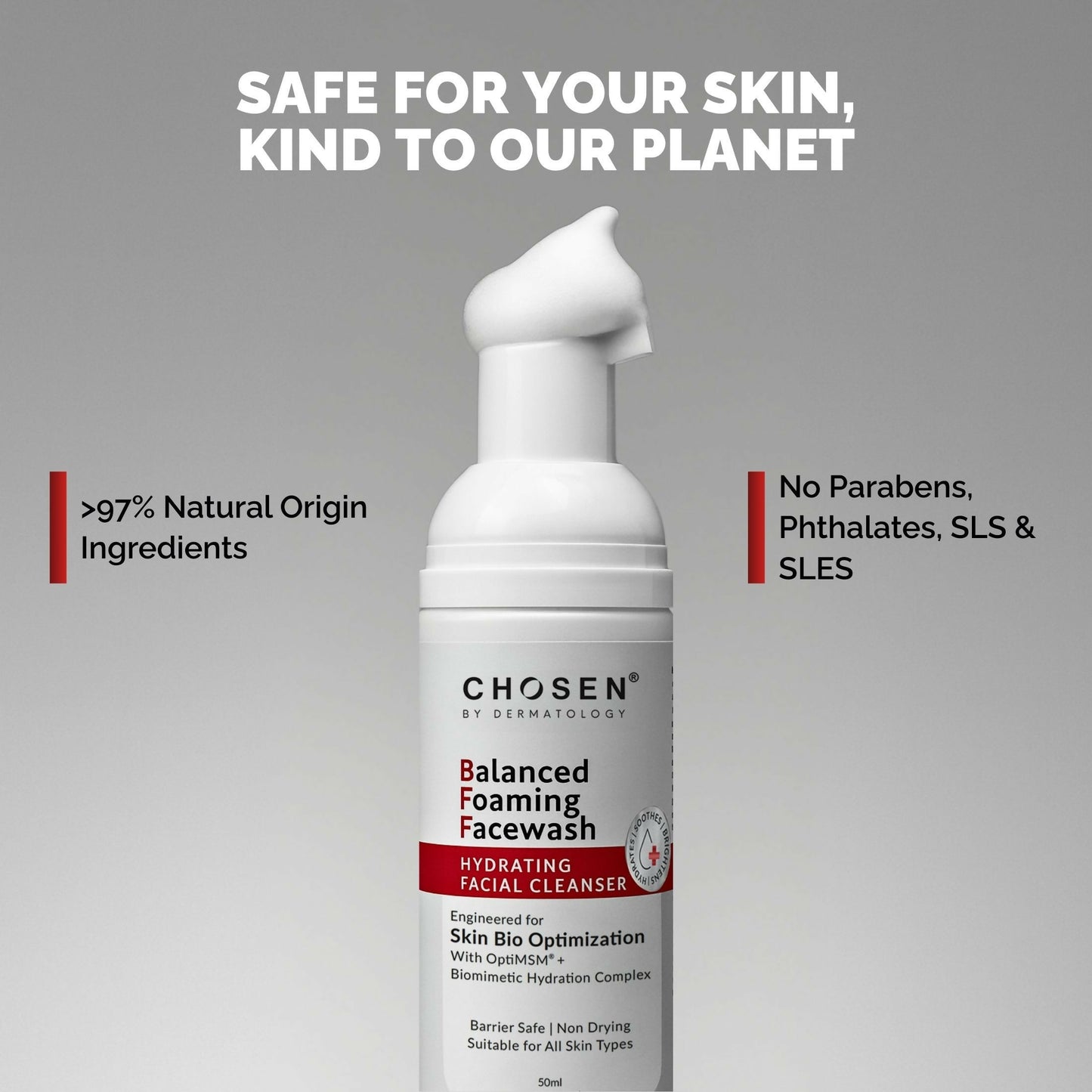 Chosen Balanced Foaming Facewash Daily Face Cleanser With Optimsm | Swadesiicart