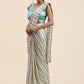 Sky Blue Pure Georgette Sequence work Ready to wear Saree with stitched Blouse - Satiksha | Swadesiicart