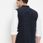 Even Apparels Navy Polyester Men's Nehru Jacket-Contrast Lining-Inbuilt Pocket Square | Swadesiicart