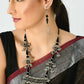 Mominos Fashion Johar Kamal Oxidised Silver-Plated Meenakari Long Necklace Set - Swadesiicart