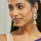 Nuyug 22K Gold-Plated Regal Kundan Stone Studded & Pearl Drop Jhumkas | Swadesiicart