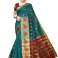Vamika Banarasi Jaquard Rama Green Weaving Saree | Swadesiicart