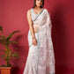 Vamsee Anya White Organza Saree - Swadesiicart