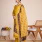 Lorenvalley Mustard Chanderi Roman Silk Embroidered with Mirror Work Kurta Set - Swadesiicart