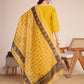 Lorenvalley Mustard Chanderi Roman Silk Embroidered with Mirror Work Kurta Set - Swadesiicart