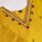 Lorenvalley Mustard Chanderi Roman Silk Embroidered with Mirror Work Kurta Set - Swadesiicart