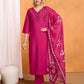 Lorenvalley Magenta Chanderi Roman Silk Embroidered with Mirror Work Kurta Set - Swadesiicart