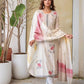 Lorenvalley Offwhite Pure Cotton Jacquard Weaving Kurta Set - Swadesiicart
