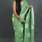 Exclusive Collection Light Green Pure Cotton Saree With Sunflower Design - Swadesiicart