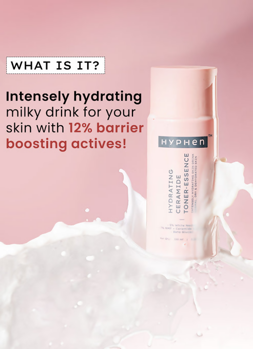 Hyphen By Kriti Sanon 7% Ceramides-Nmf Milky Toner Essence With 5% Glass Skin Blend Of Rice Water Snow Mushroom & Oatmeal | Swadesiicart