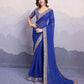 Blue Georgette Bandhani Printed,Embroidery Work Saree - Surkhi