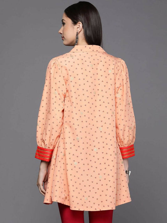 Ahalyaa Women Peach Crepe Printed Tunic | Swadesiicart