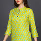 Ahika Lime Green Cotton Blend Geometric Print Straight Tunic - Swadesiicart