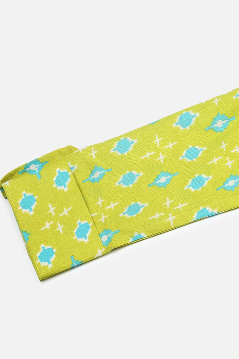 Ahika Lime Green Cotton Blend Geometric Print Straight Tunic - Swadesiicart