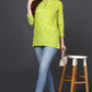 Ahika Lime Green Cotton Blend Geometric Print Straight Tunic - Swadesiicart