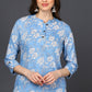 Ahika Light Blue Cotton Blend Floral Printed Straight Tunic - Swadesiicart