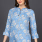 Ahika Light Blue Cotton Blend Floral Printed Straight Tunic - Swadesiicart