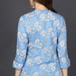 Ahika Light Blue Cotton Blend Floral Printed Straight Tunic - Swadesiicart