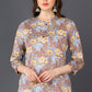 Ahika Grey Floral Cotton Blend Printed Straight Tunic - Swadesiicart
