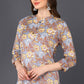 Ahika Grey Floral Cotton Blend Printed Straight Tunic - Swadesiicart